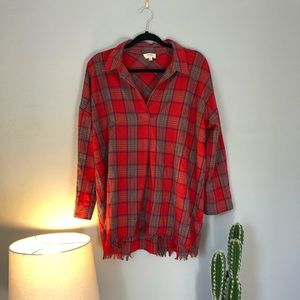Easy red plaid tunic shirt